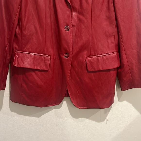 Storets Women’s Oversize Red/Burgundy
Faux Leather Blazer - Picture 6 of 7